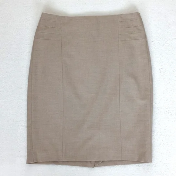 Limited Women's Sand Beige Neutral Tailored Lined Straight Pencil Skirt 0 - Picture 1 of 15